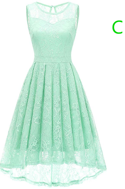 Women&amp;#039;s Vintage Lace High Low Bridesmaid Dress Sleeveless Cocktail Party Swing Dress