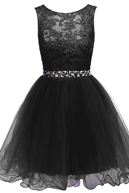 Women&#039;s Lace Beaded Homecoming Dresses Short Sequined Appliques Prom Gowns