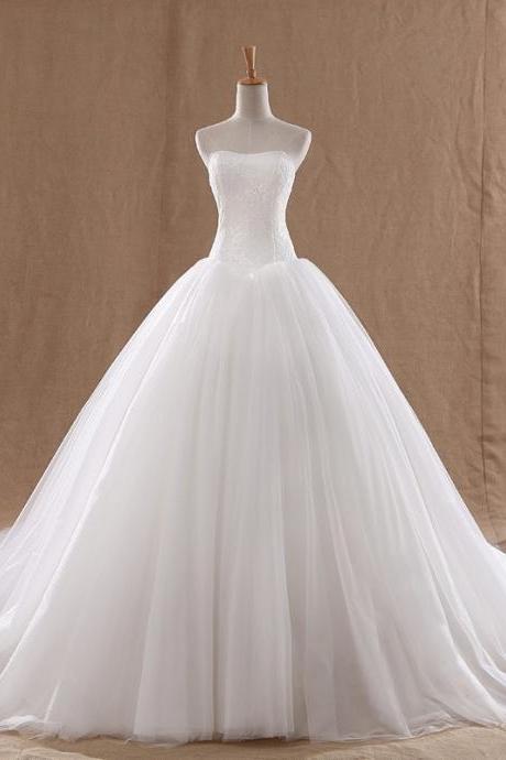 Fall / winter wedding dress plus size high waist tube top wedding dress bridal wedding dress