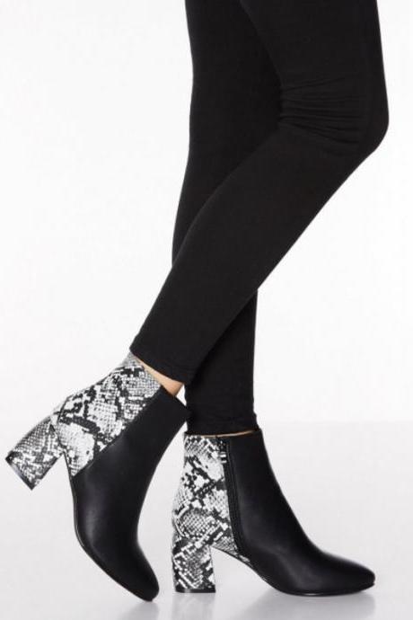 New Fashion Boots Snakeskin Boots High Heel 7cm Boots Women's High Heels