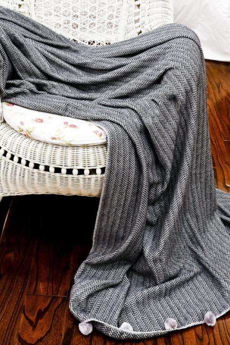 Bamboo fiber quilt bed end blanket sofa tassels ball blanket bedding