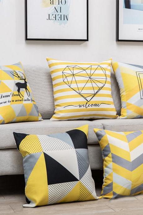 Nordic pillow ins geometric yellow and black pillow cover homeware backrest decorative pillow pillowcase