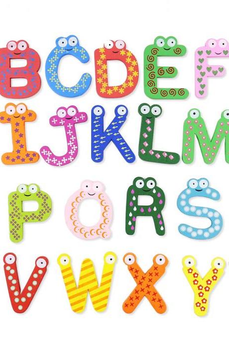 Magnetic Letters Fridge ABC Alphabet Magnets for Toddlers Baby, Wooden Refrigerator Large Magnet Letter Learning Games Wood Toys for Kindergarten Age