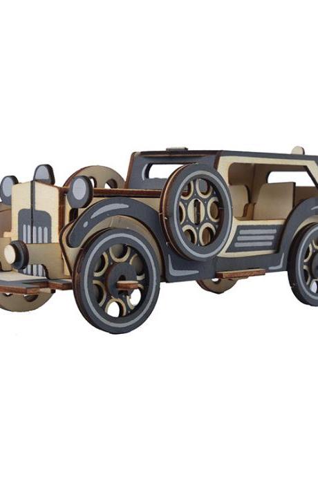  3D Wooden Three-Dimensional Puzzle Diy Wooden Puzzle Handmade Car Model DIY Wooden Assembly Desktop Decoration Gift