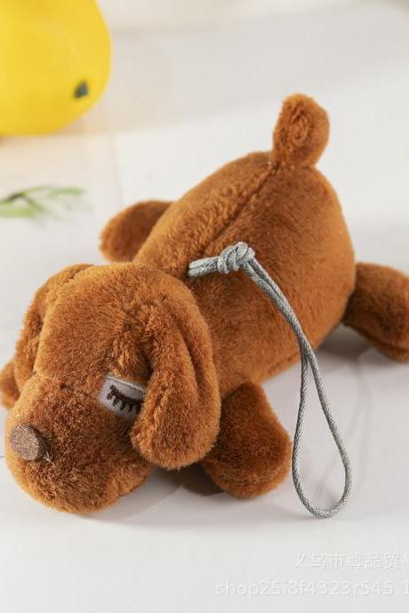 Cute Papa Dog Puppy Plush Toy Backpack Small Pendant Doll Keychain Pendant
