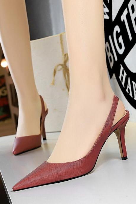 Women&amp;#039;s high-heeled shallow mouth pointed sexy slim hollow women&amp;#039;s shoes single shoes