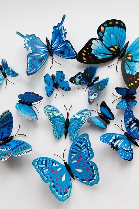 180 colorful 3D simulation butterflies, TV background wall decoration butterfly children's room PVC simulation butterfly