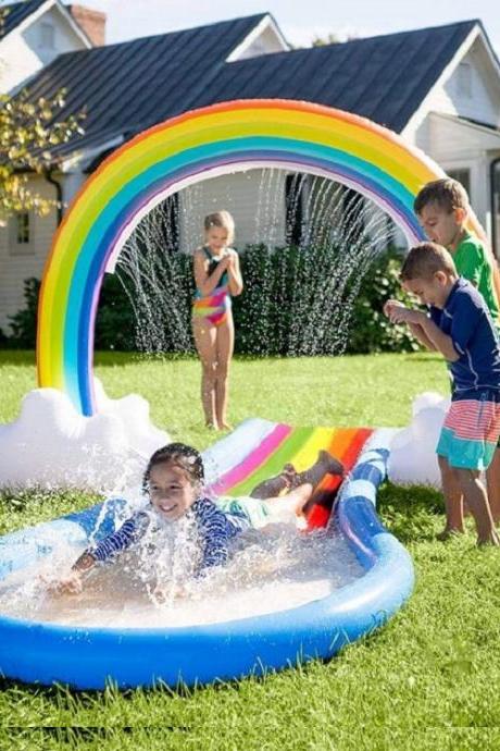 Rainbow Sprinkler Toys, Outdoor Inflatable Pools Summer Fun Spray Water Toy, Outside Backyard Family Water/Birthday Party Toy for Children Infants Toddlers,Boys