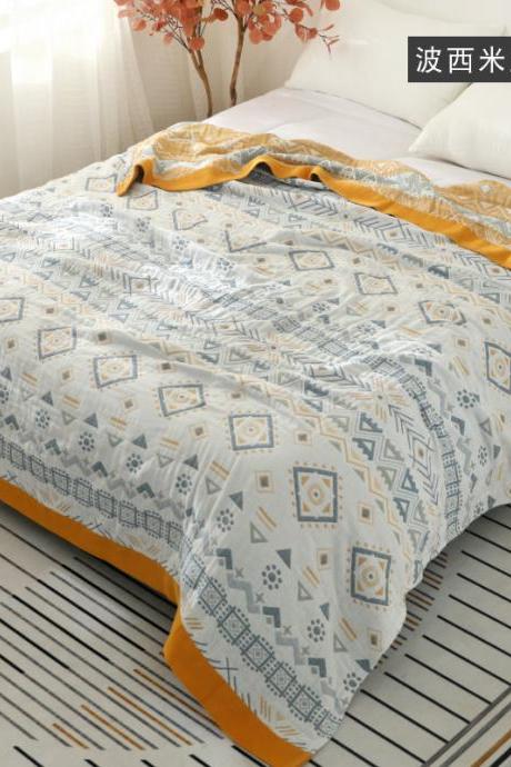 Pure cotton gauze towel quilt single double quilt towel blanket summer cool quilt thin child (78x90inch)
