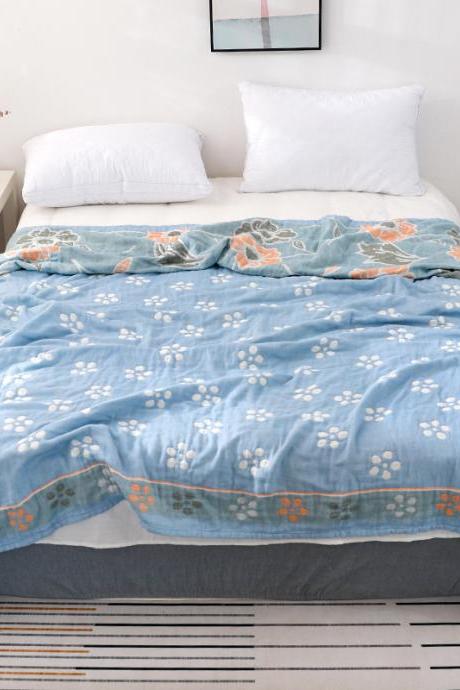 Summer bedding cotton gauze nap blanket air conditioning blanket（78x90inch）
