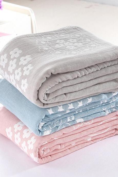 Cotton summer Japan 4-layer towel quilt siesta blanket air conditioning cover quilt pure cotton（78x90inch）