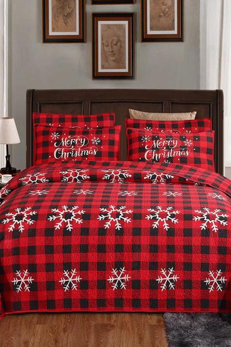 Three-Piece Bedding,Three-Piece, Washed Cotton Snowflake Lattice Bed Cover, Air Conditioning Quilt