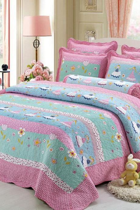 Bedding three-piece quilted quilt, cotton bedspread, washed cotton bed cover
