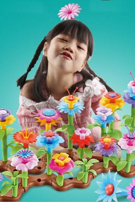 Flower Garden Building Toys, 171 Pcs Vibrant Colors DIY Floral Bouquet Arrangement, Assembly Garden Playset, Creative Educational Toy Gift for 3, 4, 5, 6 Year Old Girls Boys