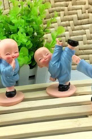  Mini Monk Figurine 4 Pcs Lovely Resin Creative Monk Crafts,Funny Emoji, Home, Car Interior Display Decoration
