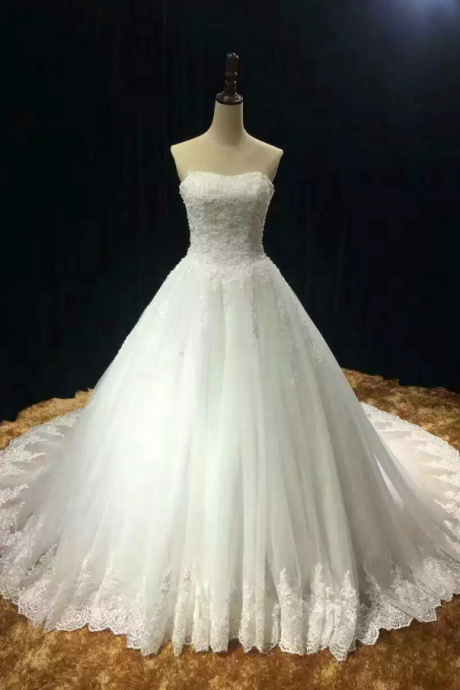 Women White Lace Wedding Dress Bridal Gown