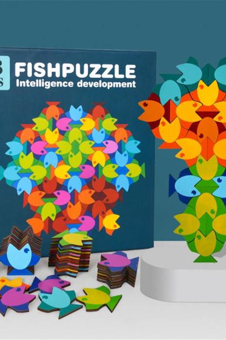 48 Piece Double Sided Rainbow Fish Patterning Puzzle for Ages 3 and Up