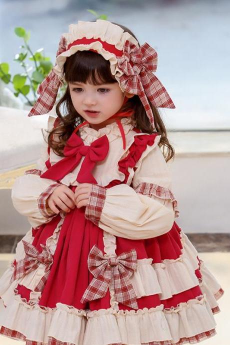 Girls Lolita Dress Fall Winter Dress Long Sleeve Dress Children&#039;s Lolita Dress Palace Style