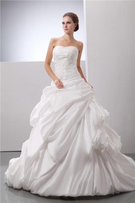 Women taffeta white wedding dress