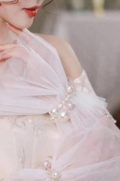 Bridal gloves 2021 new pearl super fairy bridal wedding gloves