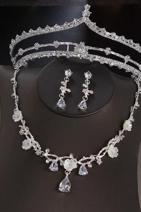 Three-piece bridal headwear necklace bridal headwear set