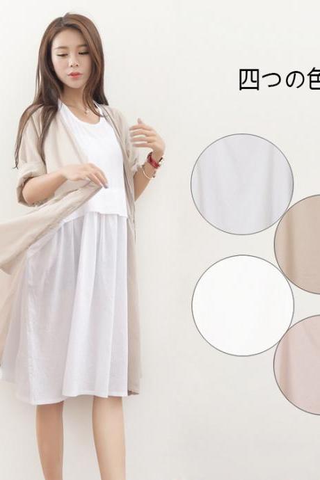 Women's coat thin air-conditioning shirt cardigan sun protection clothing mid-length cotton