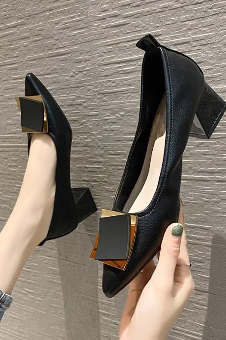 Pure color pointed high heels Korean trend high heels