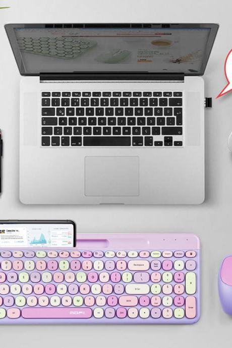 Wireless keyboard mouse set lipstick color chocolate notebook unlimited keyboard girls