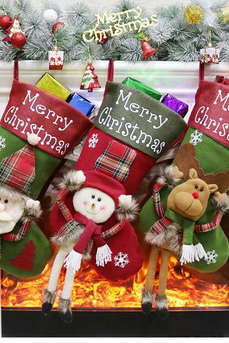 Christmas decorations Christmas big sock Christmas tree pendant children gift candy bag scene dress up