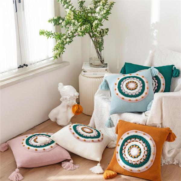 Fringed Knitted Pillowcase..