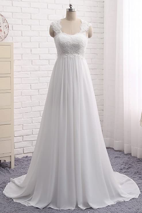 Women's Sleeveless Lace Chiffon Evening Wedding Dresses Bridal Gowns on ...