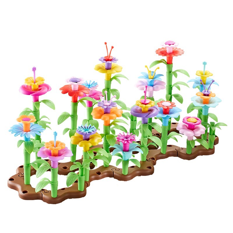 Flower Garden Building Toys, 171 Pcs Vibrant Colors DIY Floral Bouquet Arrangement, Assembly