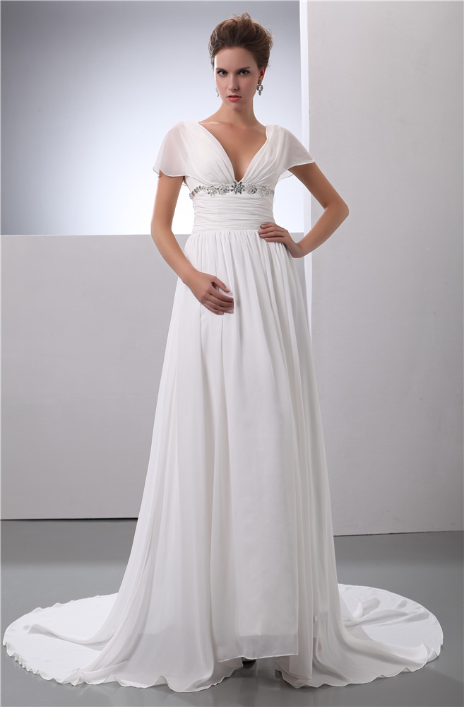 White Chiffon Wedding Dress Ball Gown on Luulla